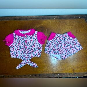 12m Vintage 2 Piece Veggie / Fruit Pink Set